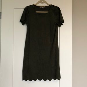 Suede olive green dress